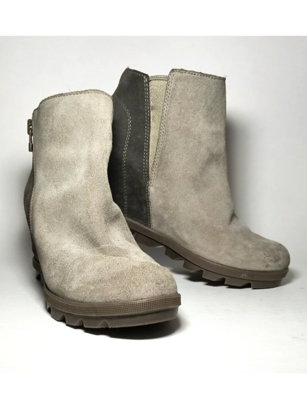 Sorel Joan of Arctic Wedge II Ankle Boots Suede Waterproof Taupe Women 6.5
